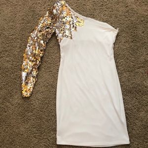 Cream sequin sleeve dress